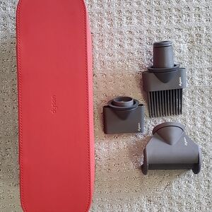Dyson Supersonic Grooming Attachment Set with Red Travel Case and Gray Tools